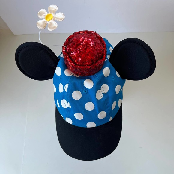 Disney Blue and Black Polka Dot Minnie Mouse Hat - Picture 3 of 10